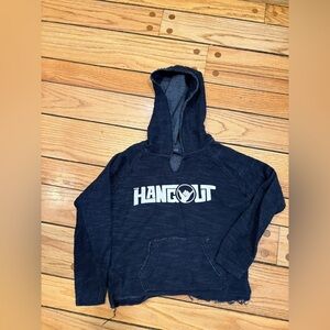 Hangout Distressed Dark Blue Textured Hoodie kids medium